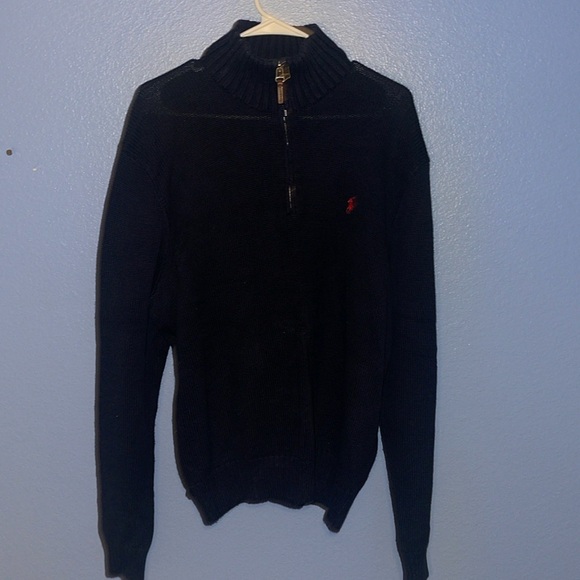 Polo Ralph Lauren Quarter Zip Sweater- 100% Pima Cotton - Navy Blue - XL. Z - Picture 1 of 5